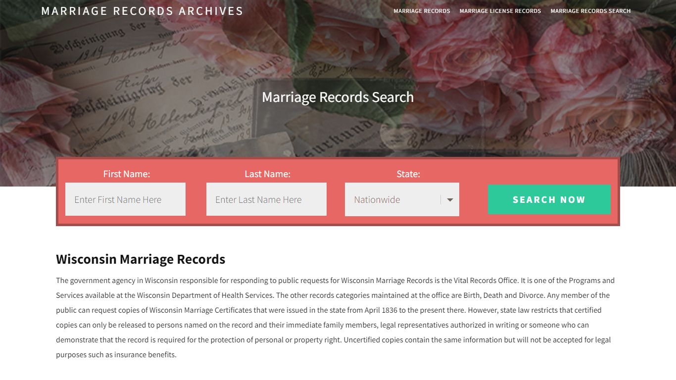Wisconsin Marriage Records | Enter Name and Search | 14 Days Free