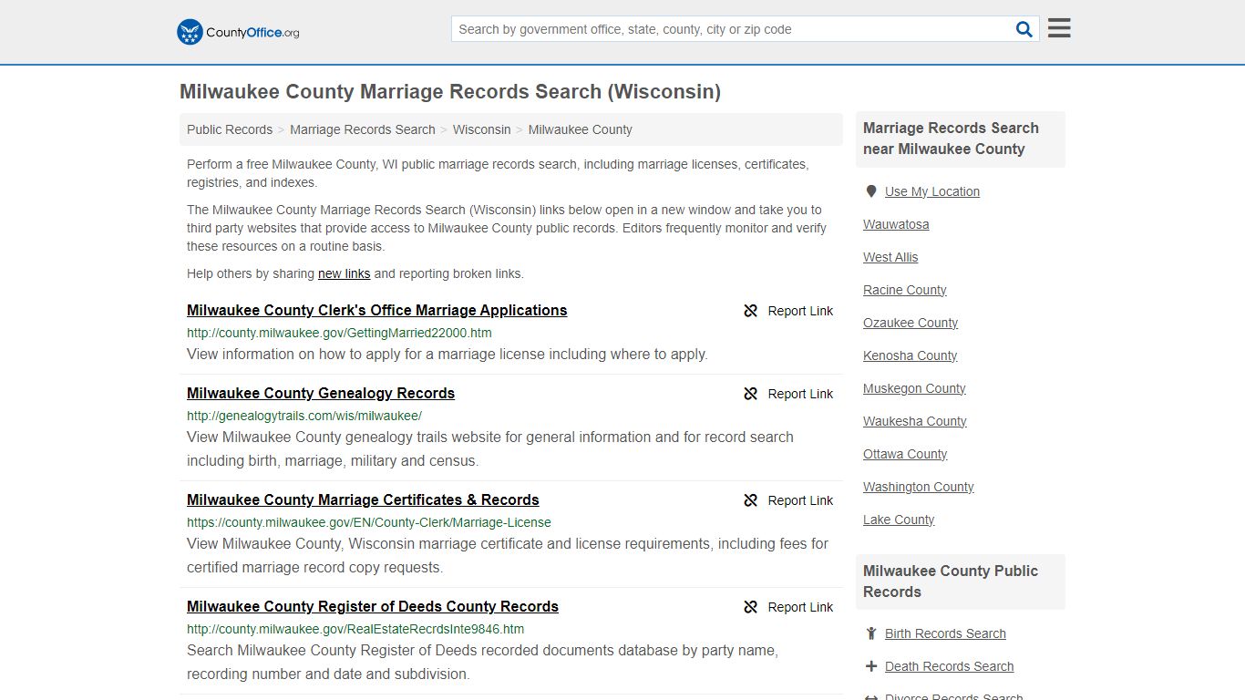 Milwaukee County Marriage Records Search (Wisconsin) - County Office